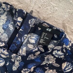 h&m blue floral fit and flare dress